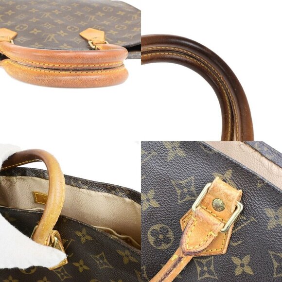 LOUIS VUITTON Logo Sac Plat Hand Tote Bag Monogram Leather Brown M51140 65ED899 - Picture 9 of 16